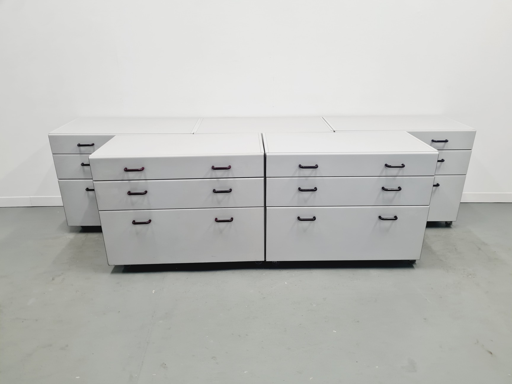 Image of Set of 5 S+B Under Bench Lab Storage 3 Drawer Chests