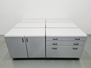 Thumbnail image of Set of 6 S+B Under Bench Lab Storage, 3 x 2 Door Cupboards 3 x 3 Drawer Chests