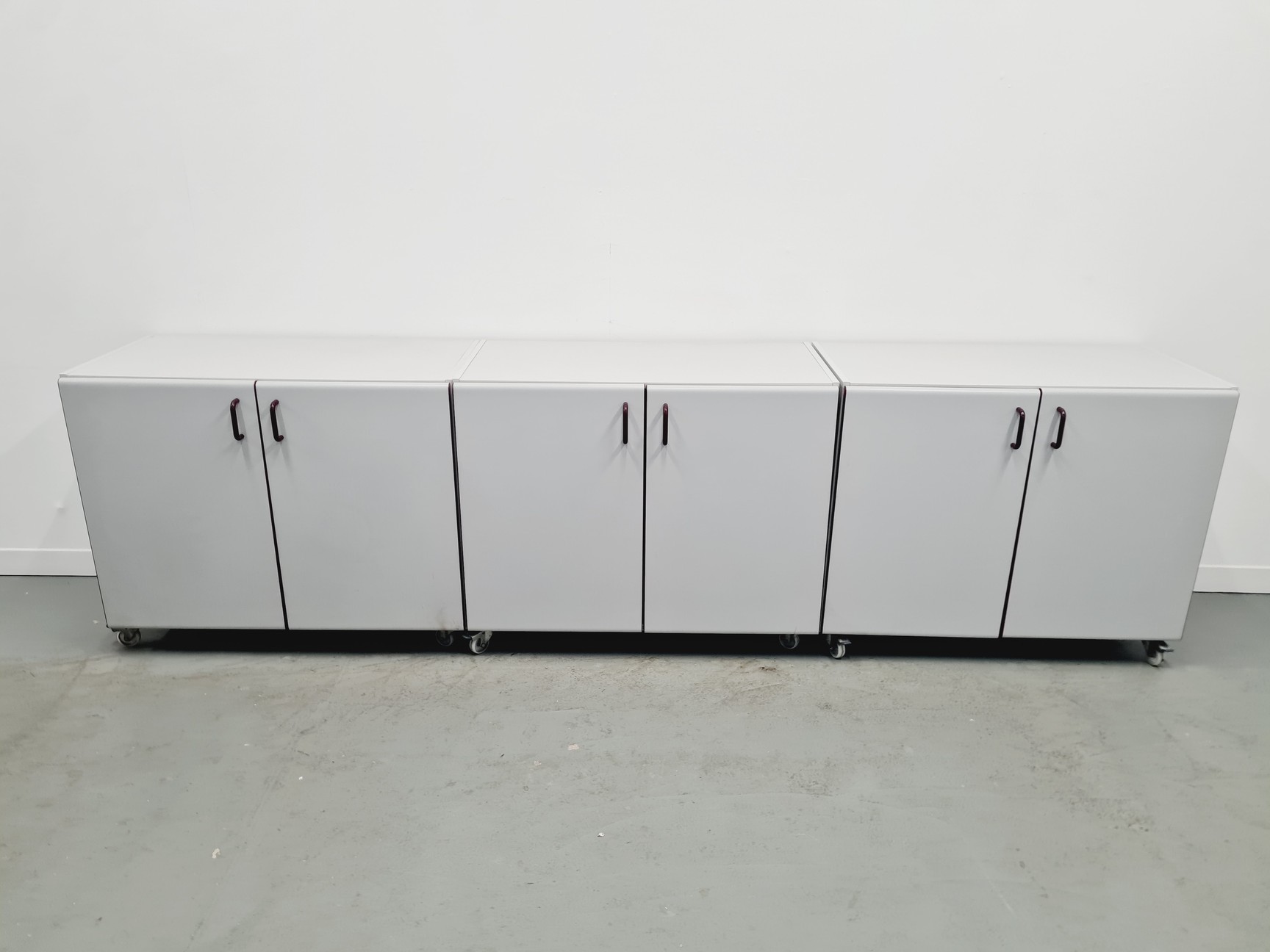 Image of Set of 6 S+B Under Bench Lab Storage, 3 x 2 Door Cupboards 3 x 3 Drawer Chests