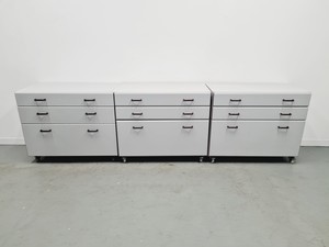 Thumbnail image of Set of 6 S+B Under Bench Lab Storage, 3 x 2 Door Cupboards 3 x 3 Drawer Chests