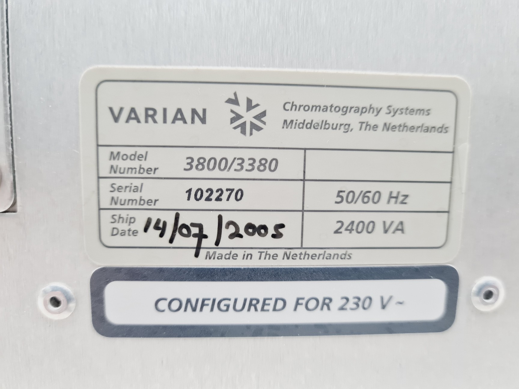 Image of Varian CP-3800 Gas Chromatograph 