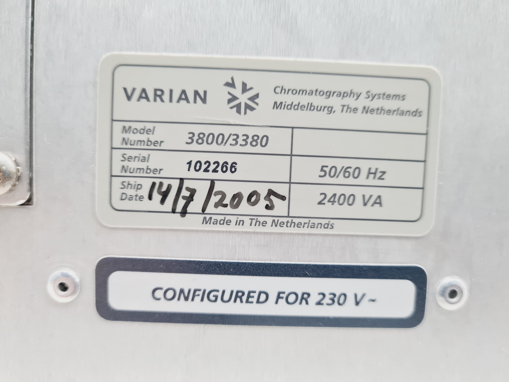 Image of Varian CP-3800 Gas Chromatograph