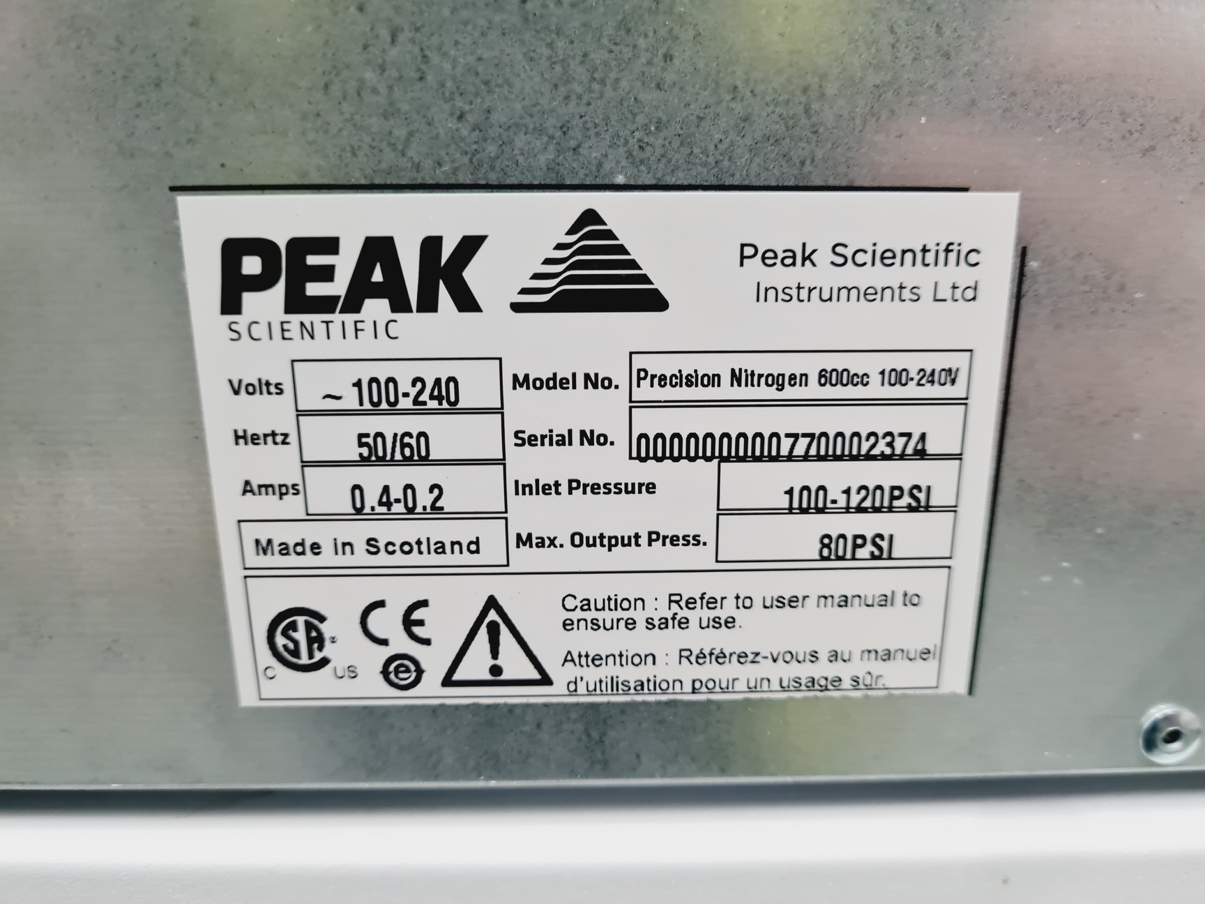 Image of Peak Precision Nitrogen 600cc & Precision Compressed Air