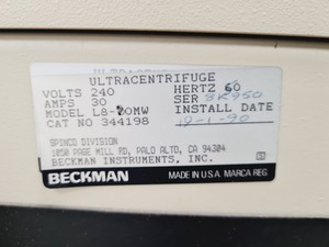 Thumbnail image of Beckman L8-80MW Ultracentrifuge Lab