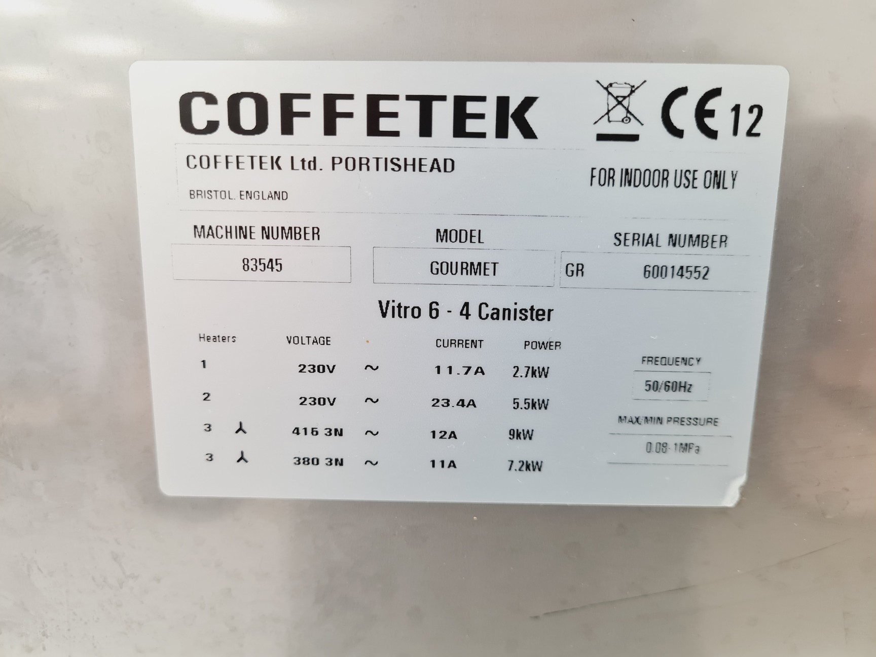 Image of Coffetek Gourmet Vitro 6 4 Cannister Touch Display Coffee Machine Spares/Repairs