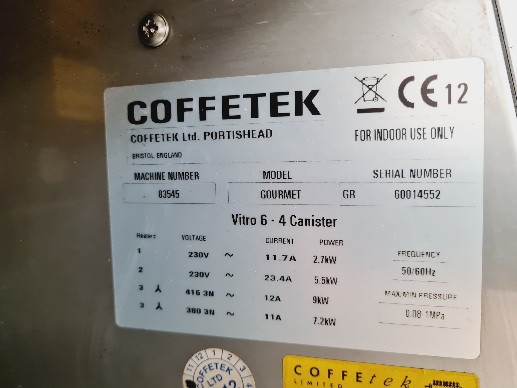 Image of Coffetek Gourmet Vitro 6 4 Cannister Touch Display Coffee Machine Spares/Repairs