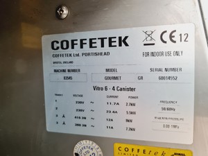 Thumbnail image of Coffetek Gourmet Vitro 6 4 Cannister Touch Display Coffee Machine Spares/Repairs