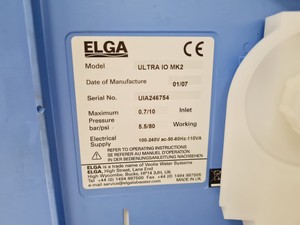 Thumbnail image of ELGA PURELAB Ultra IO MK2 Water Purifier Purification System ULXXXIOM2 Lab