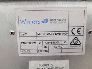 Thumbnail image of Waters Micromass EMD 1000 Single Quadrupole Benchtop Mass Spectrometer Lab Fault