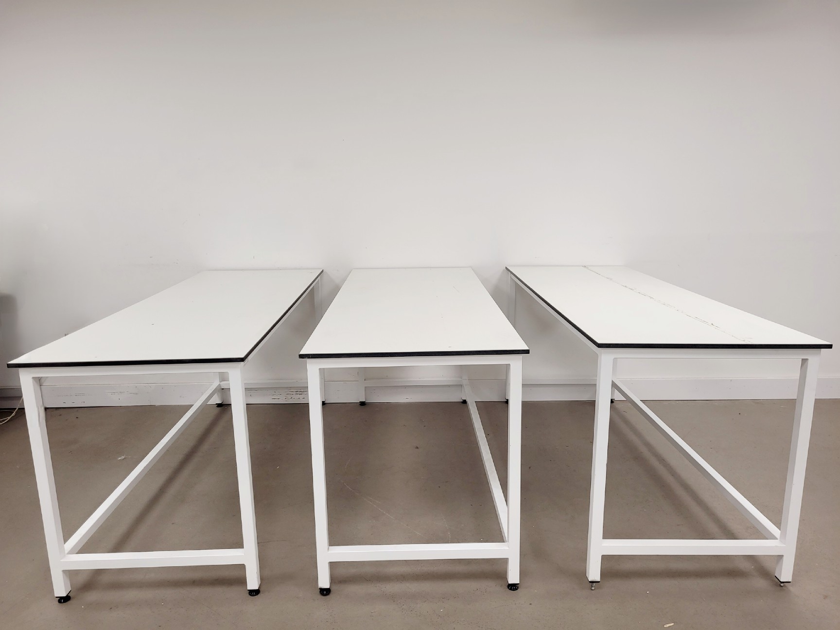 Image of 3 x White Trespa Tables 75x200x89cm LWH Lab