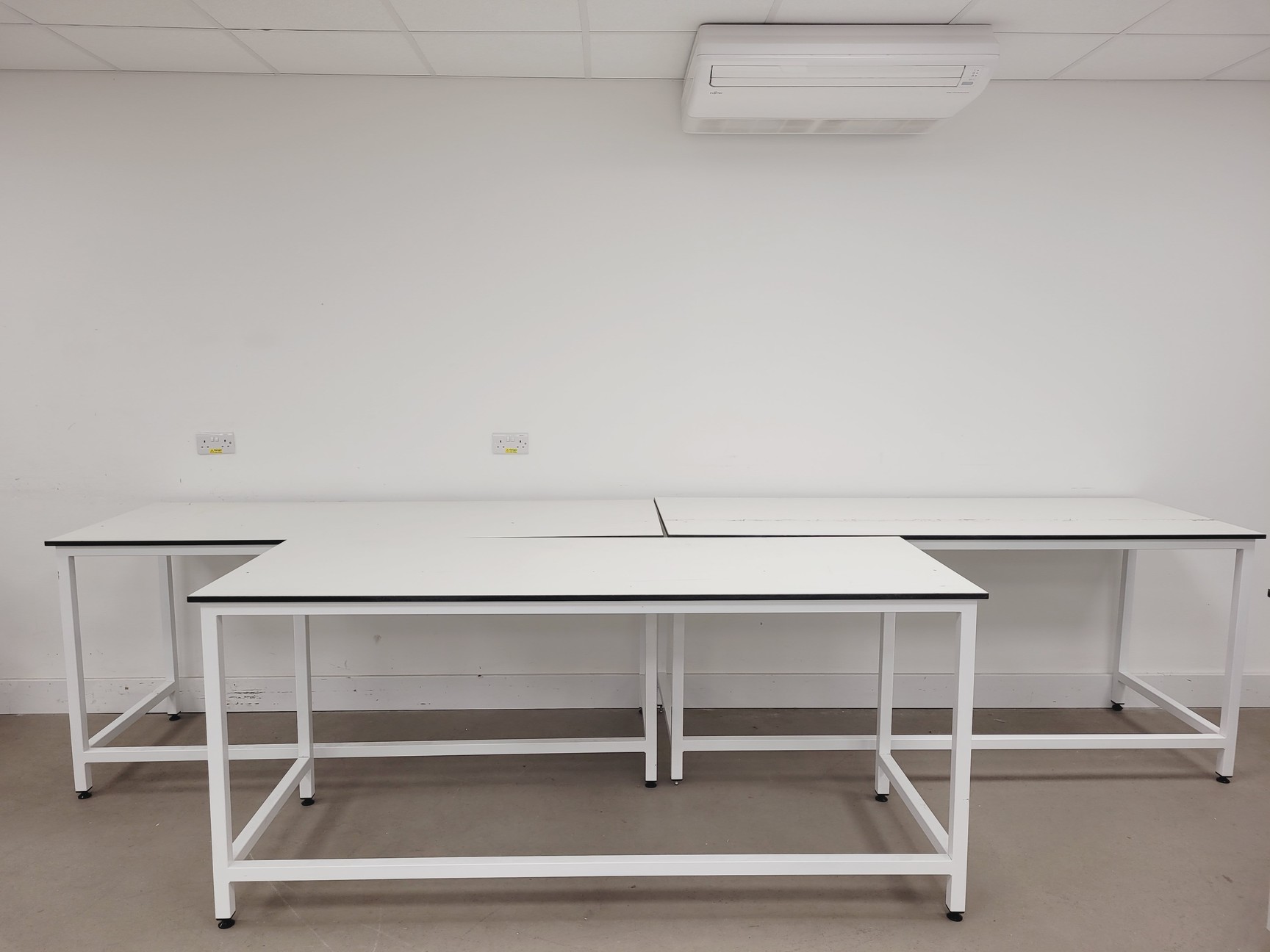 Image of 3 x White Trespa Tables 75x200x89cm LWH Lab