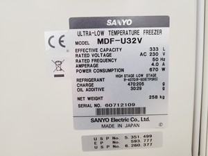 Thumbnail image of Sanyo MDF-U32V Ultra Low-Temperature Freezer Lab