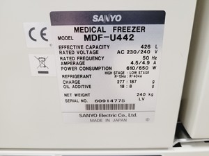 Thumbnail image of Sanyo MDF-U442 Medical Freezer Lab