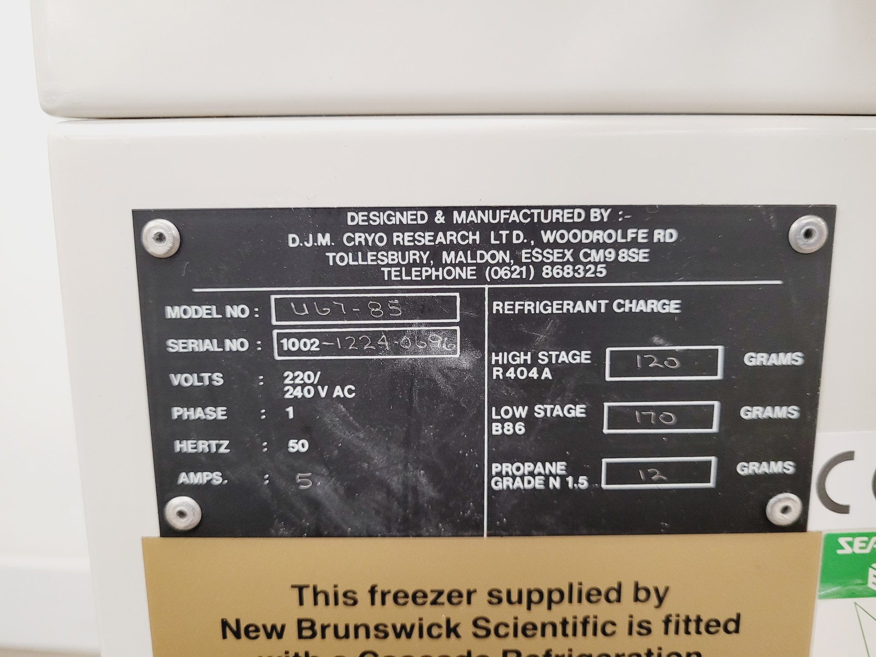 Image of New Brunswick U67-85 U6785 Benchtop Ultra Low Temperature Freezer Lab Faulty