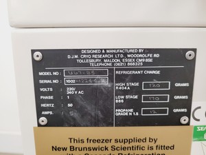 Thumbnail image of New Brunswick U67-85 U6785 Benchtop Ultra Low Temperature Freezer Lab