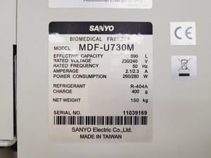 Thumbnail image of Sanyo Type MDF-U730M Biomedical Freezer Lab