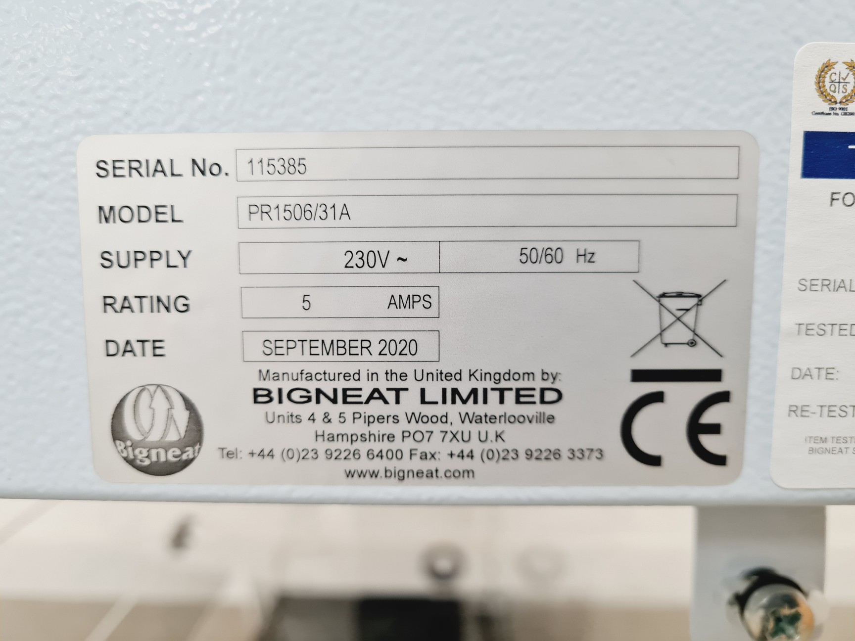 Image of Bigneat Ductless Fume Hood Model - PR1506 Lab Spares/Repairs