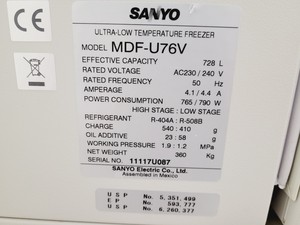 Thumbnail image of Sanyo MDF-U76V -86 Ultra Low Temperature Freezer Lab