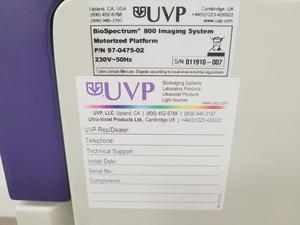 Thumbnail image of UVP BioSpectrum 800 MultiSpectral Imaging System And UVP Light Source Lab