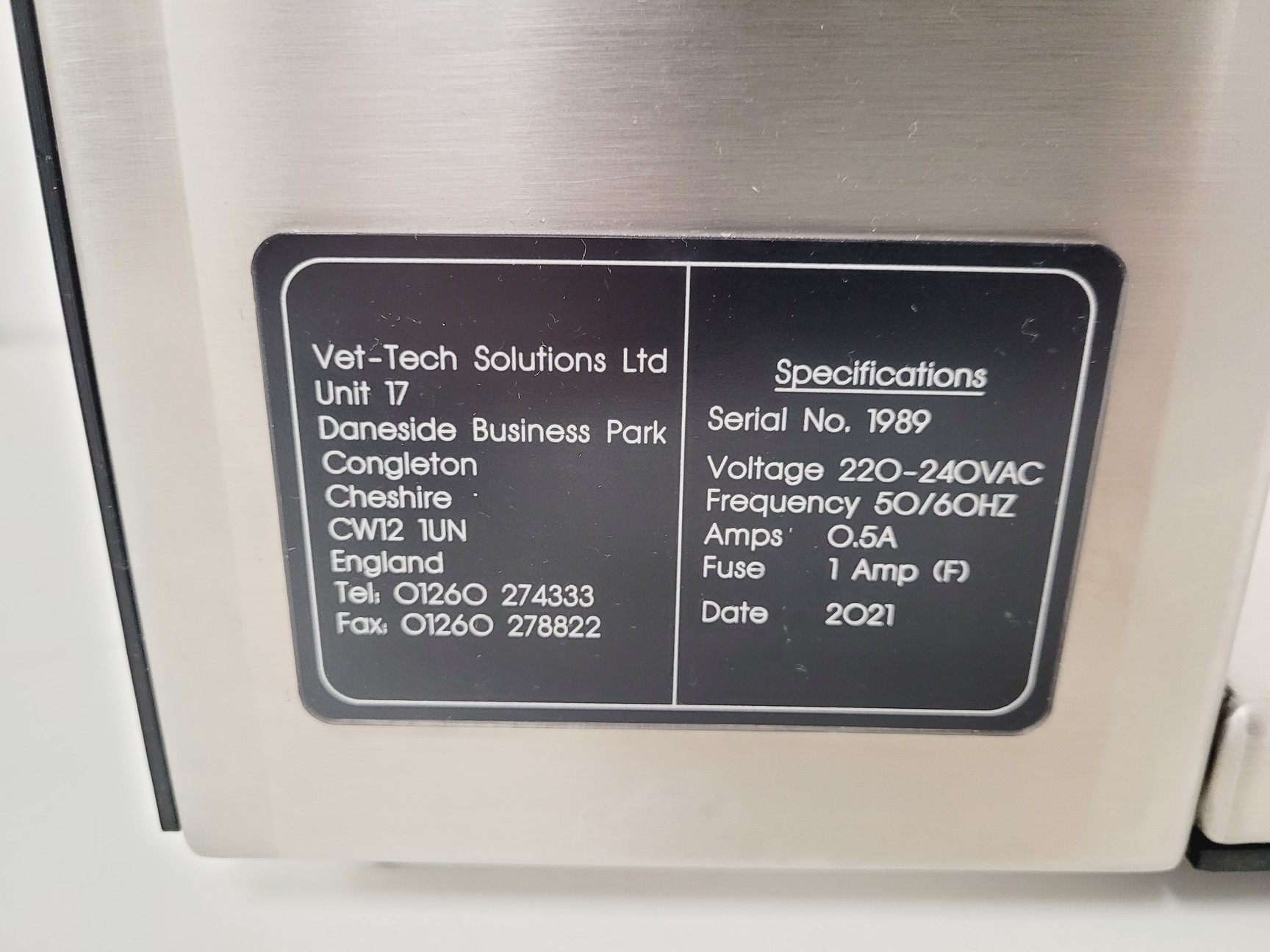 Image of Vet-Tech Solutions LTD Model-HEO13 Lab Spares/Repairs
