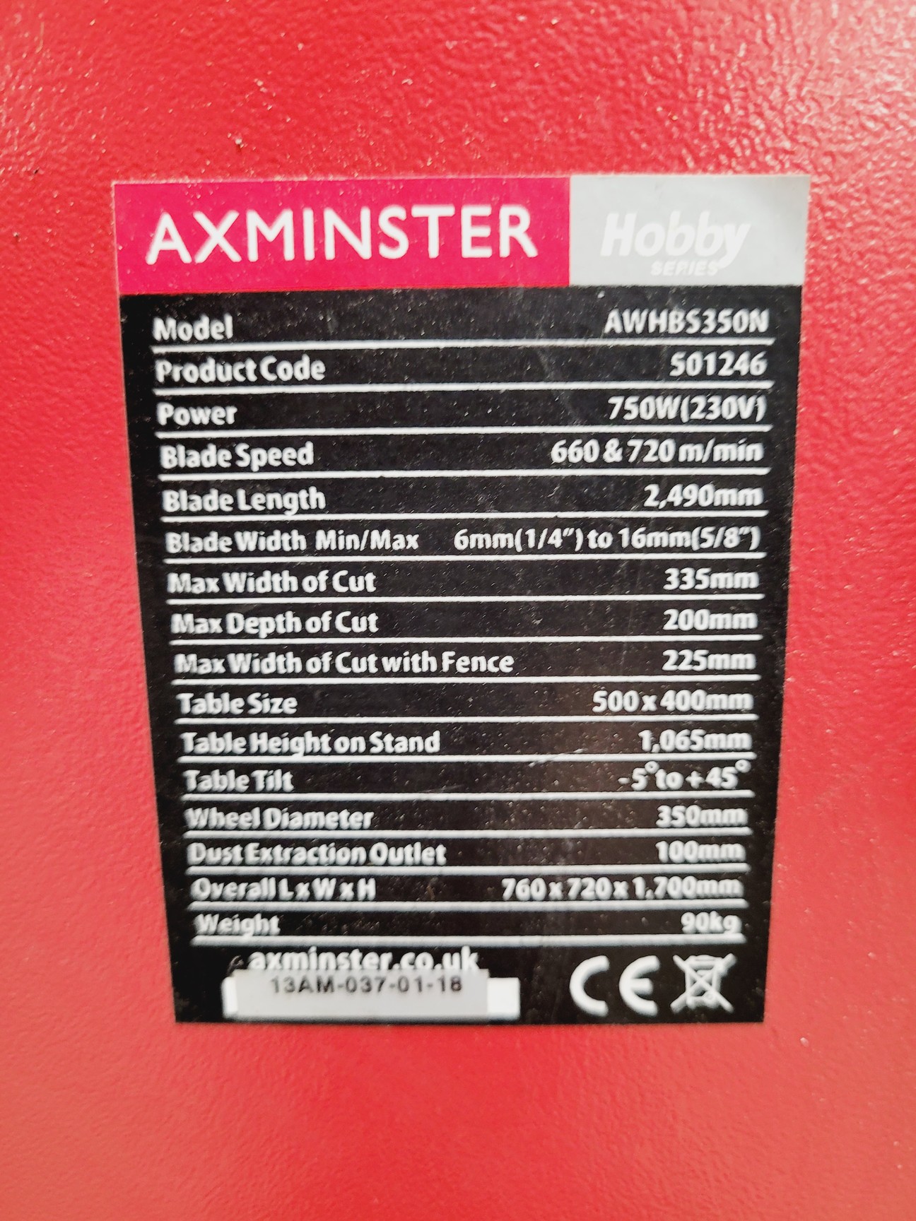 Image of Axminster Hobby Series AWHBS350N Vertical Band Saw & Accessories