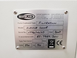 Thumbnail image of Safelab Airone-R AIRONE 1000R Recirculating Fume Cabinet Lab
