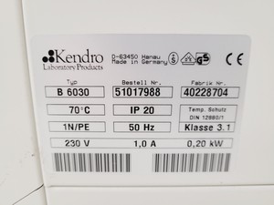 Thumbnail image of Heraeus Kelvitron B 6030 Incubator Lab