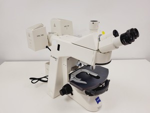 Thumbnail image of Zeiss Axioskop 2 MAT w/ 4 X Objectives (Plan-NEOFLAUR, Epiplan) & EBQ 100 PSU 