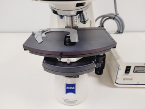 Thumbnail image of Zeiss Axioskop 2 MAT w/ 4 X Objectives (Plan-NEOFLAUR, Epiplan) & EBQ 100 PSU 