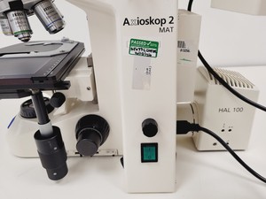 Thumbnail image of Zeiss Axioskop 2 MAT w/ 4 X Objectives (Plan-NEOFLAUR, Epiplan) & EBQ 100 PSU 