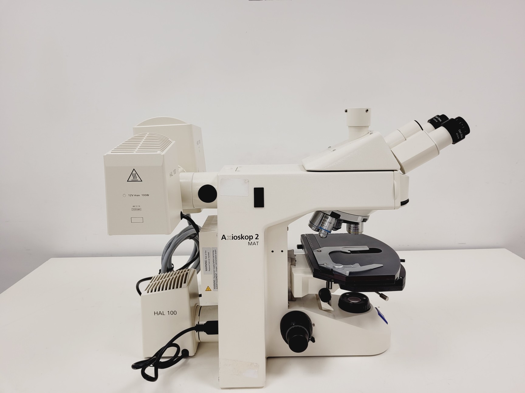 Image of Zeiss Axioskop 2 MAT w/ 4 X Objectives (Plan-NEOFLAUR, Epiplan) & EBQ 100 PSU 