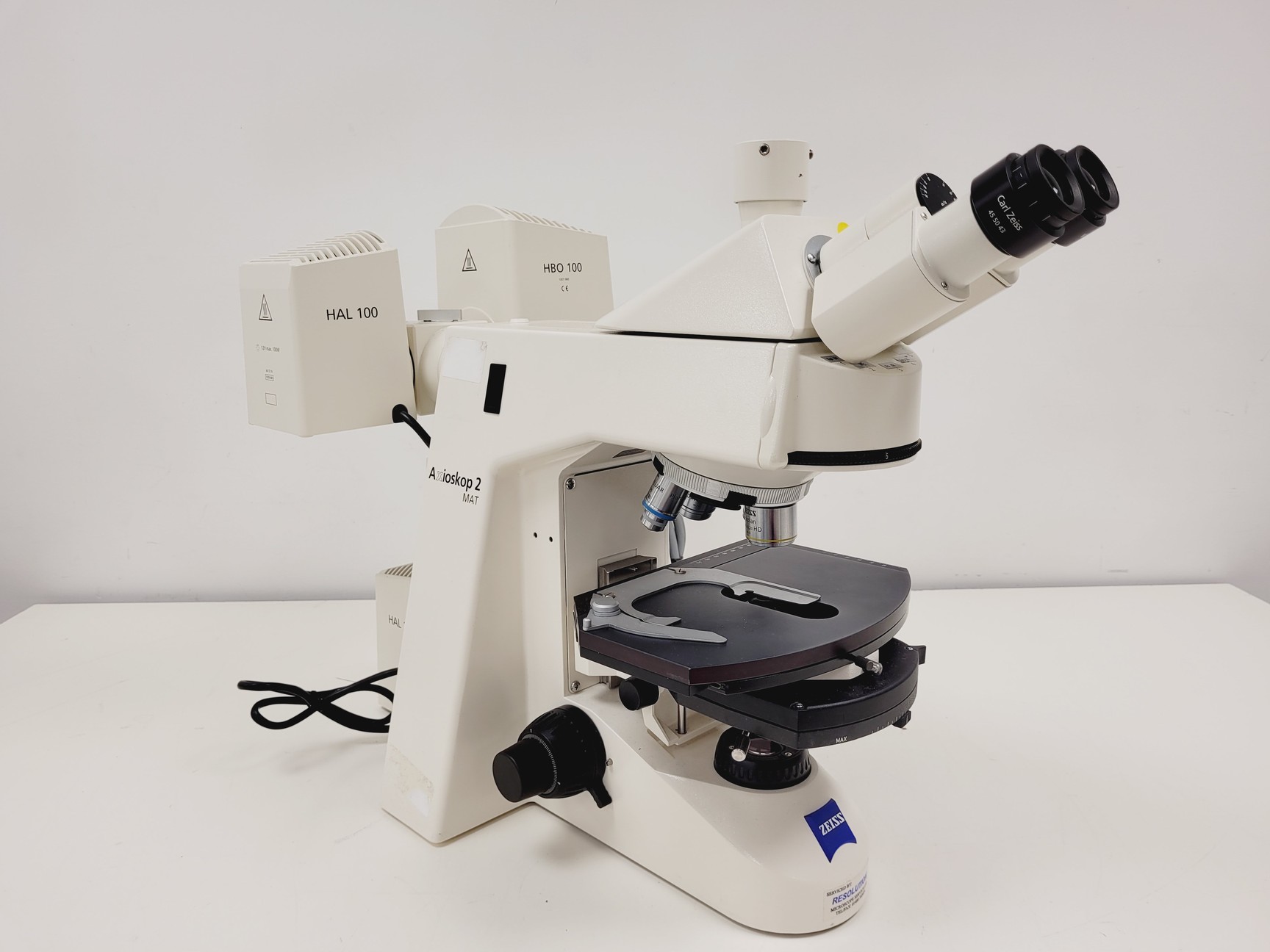 Image of Zeiss Axioskop 2 MAT w/ 4 X Objectives (Plan-NEOFLAUR, Epiplan) & EBQ 100 PSU 