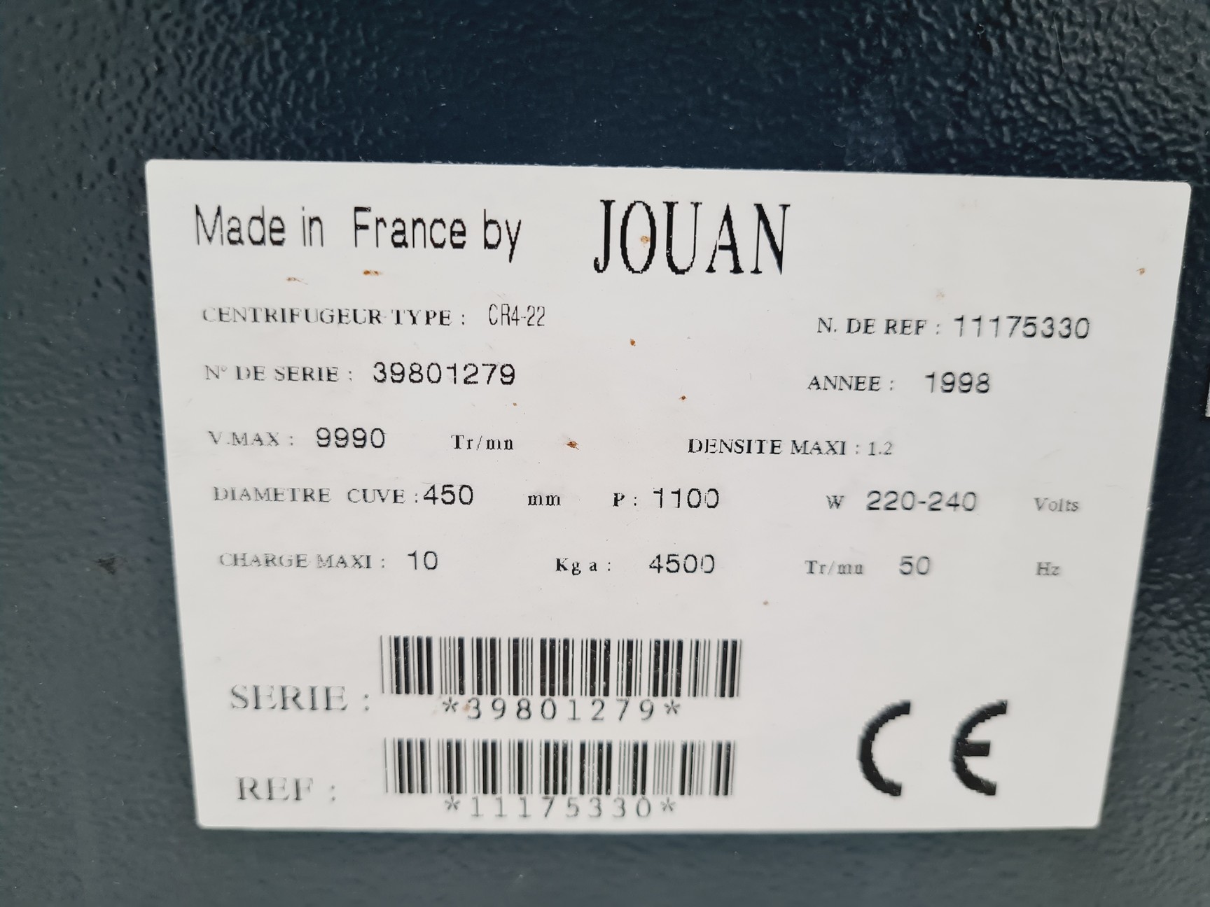 Image of Jouan CR4-22 Benchtop Refrigerated Centrifuge Spares/Repairs