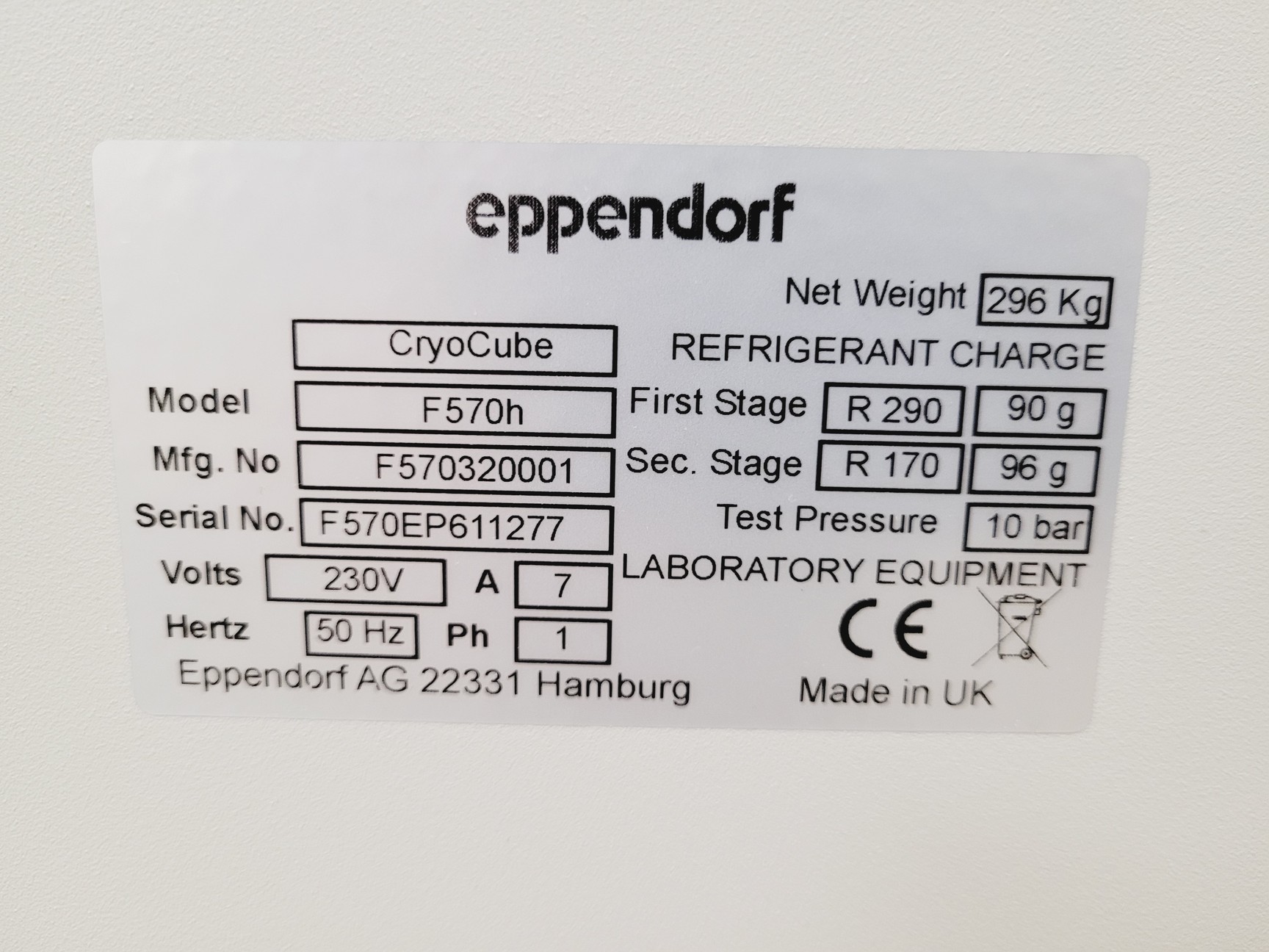 Image of Eppendorf CryoCube F570h -86 Ultra Low Temperature Freezer Lab