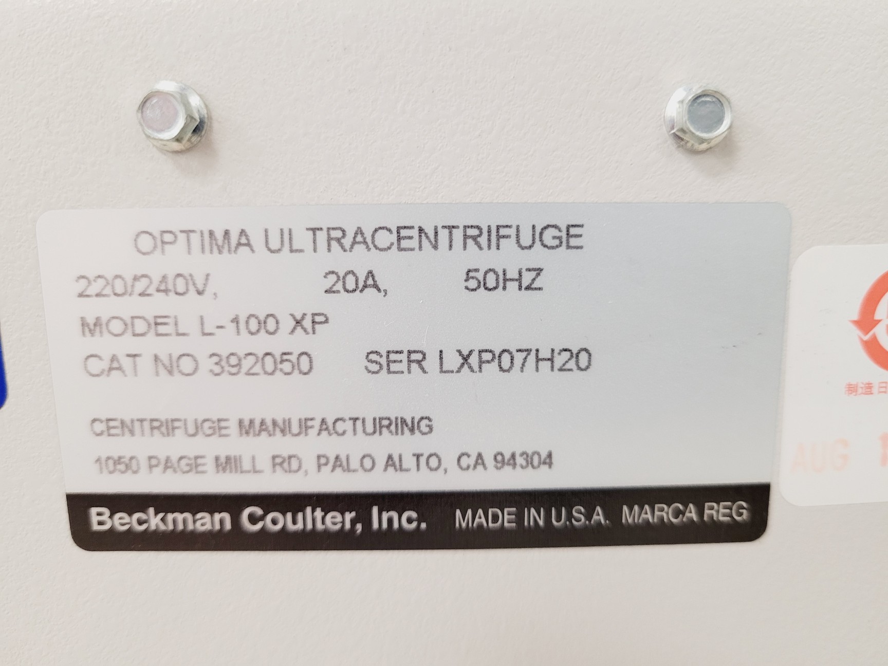 Image of Beckman Coulter Optima L-100 XP Ultra Centrifuge Spares/Repair Lab