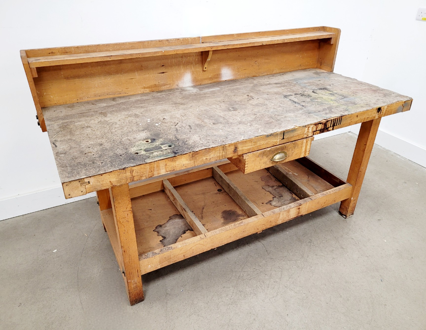 Image of Industrial Workbench with Drawer and Shelving