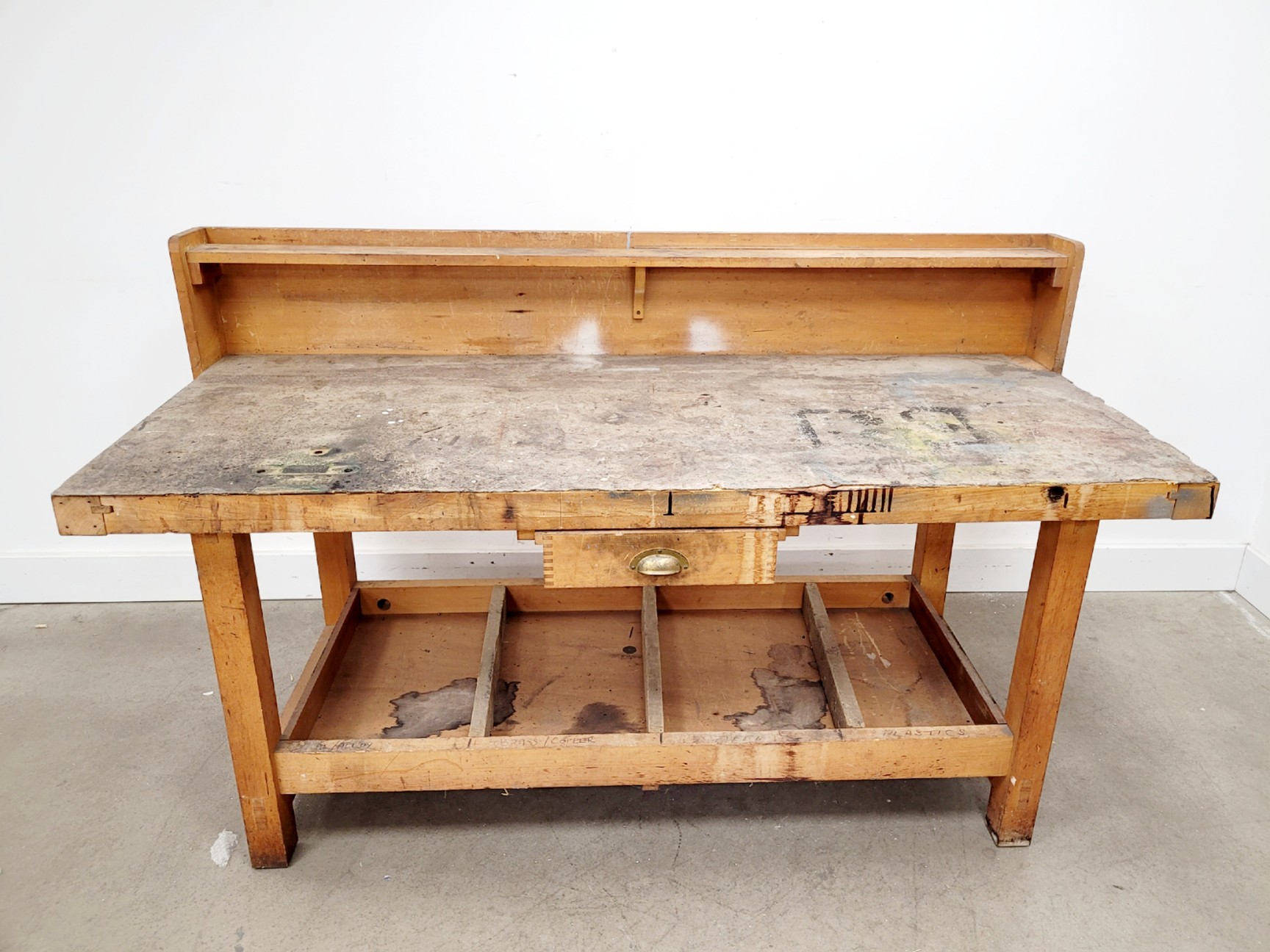 Image of Industrial Workbench with Drawer and Shelving