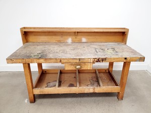 Thumbnail image of Industrial Workbench with Drawer and Shelving