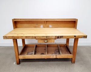 Thumbnail image of Industrial Workbench with Drawer and Shelving