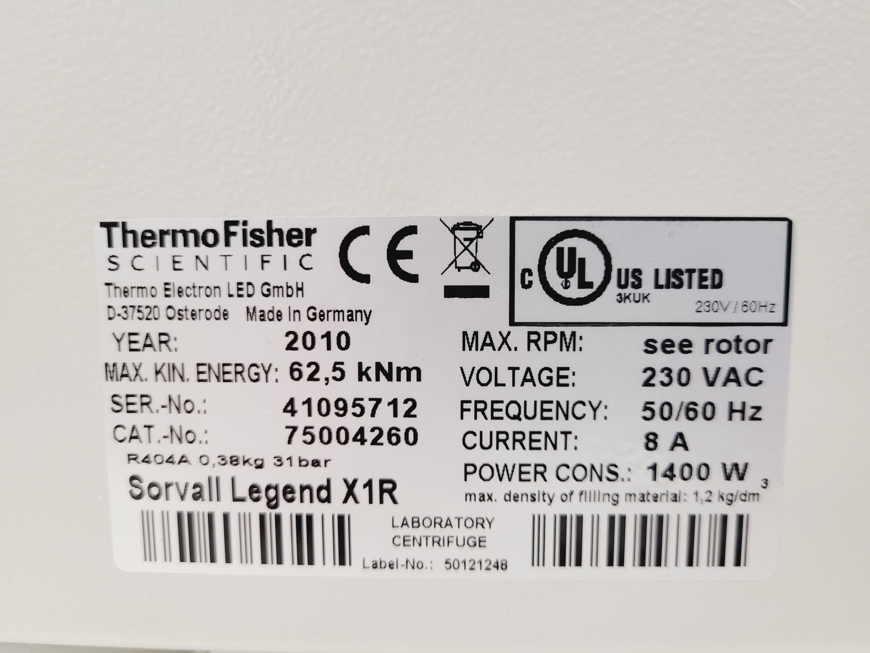 Image of Thermo Scientific Legend X1R Centrifuge with 5000rpm Rotor Lab