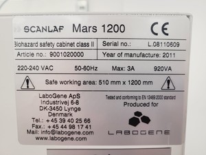 Thumbnail image of Scanlaf Mars 1200 Class 2 Safety Cabinet Lab