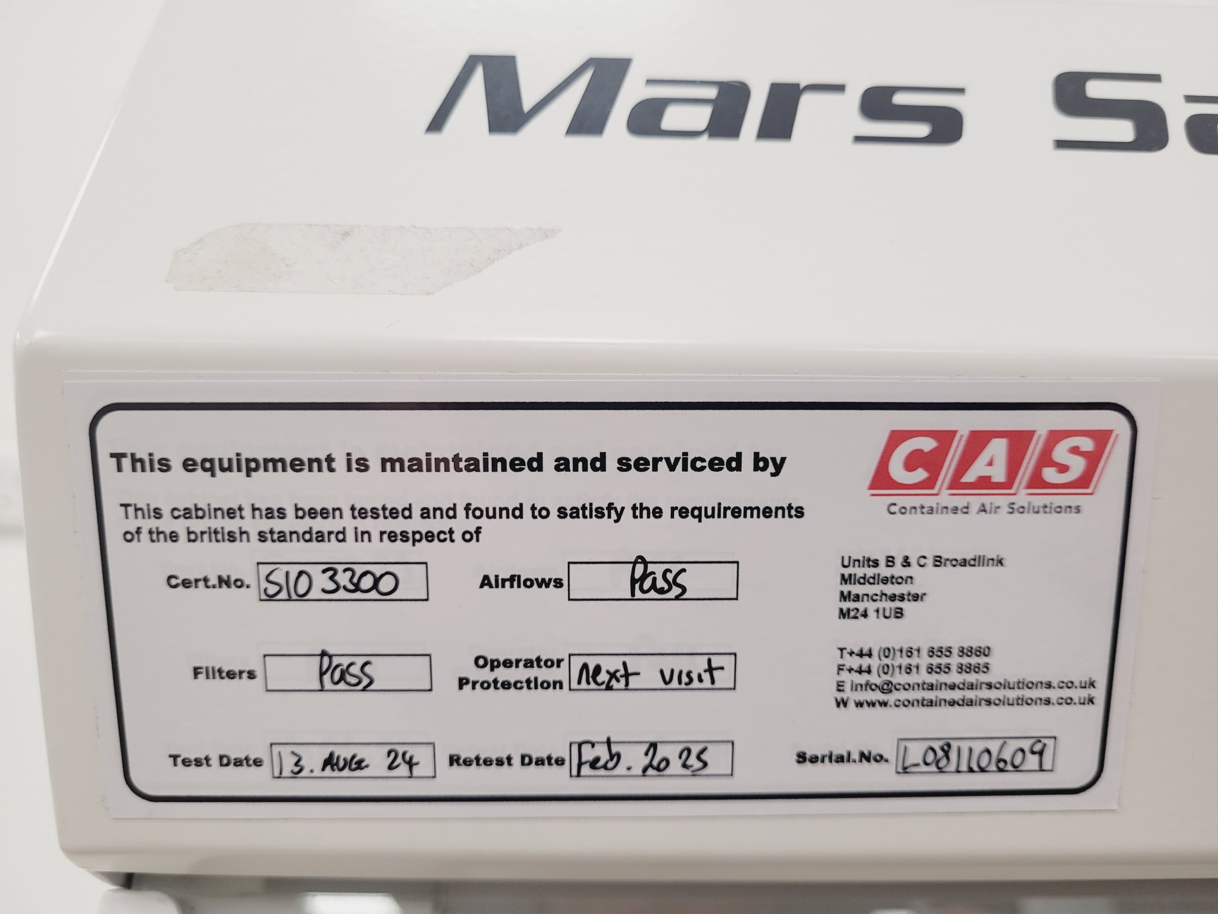 Image of Scanlaf Mars 1200 Class 2 Safety Cabinet Lab