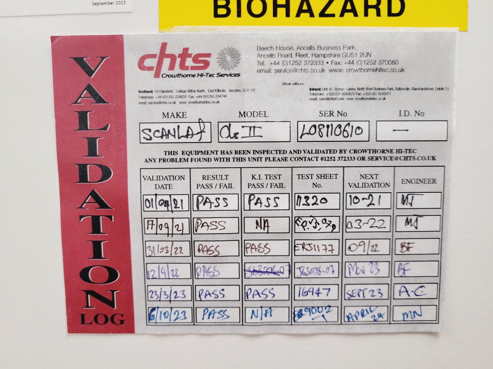 Image of Scanlaf Model Mars 1200 Class 2 Safety Cabinet Lab