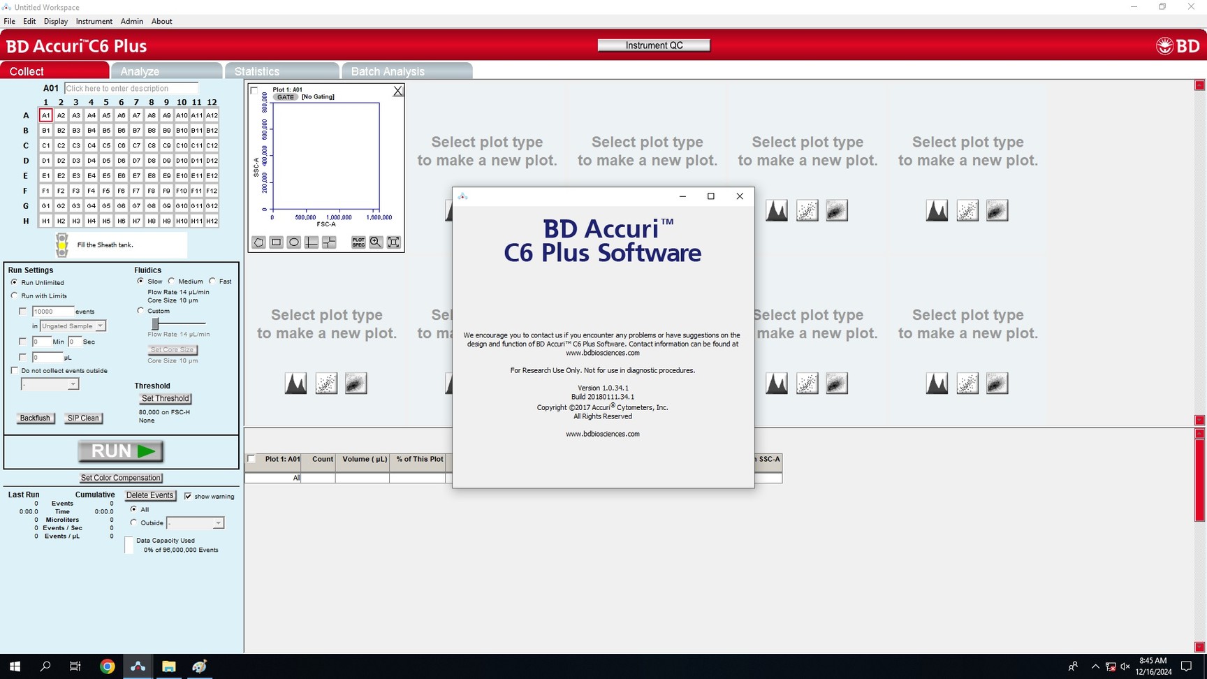 Image of BD Accuri C6 Plus 2 Laser 4 Colour Flow Cytometer System Lab Spares/Repairs