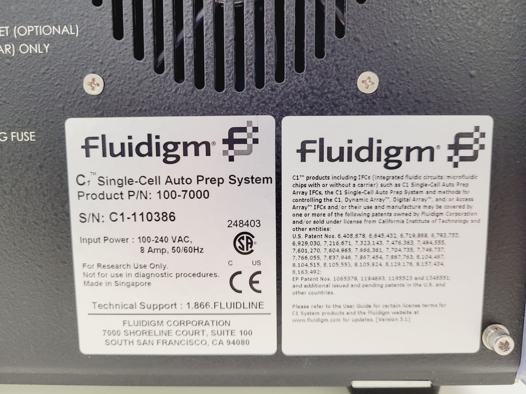 Image of Fluidigm C1 Single Cell Auto Prep System Lab