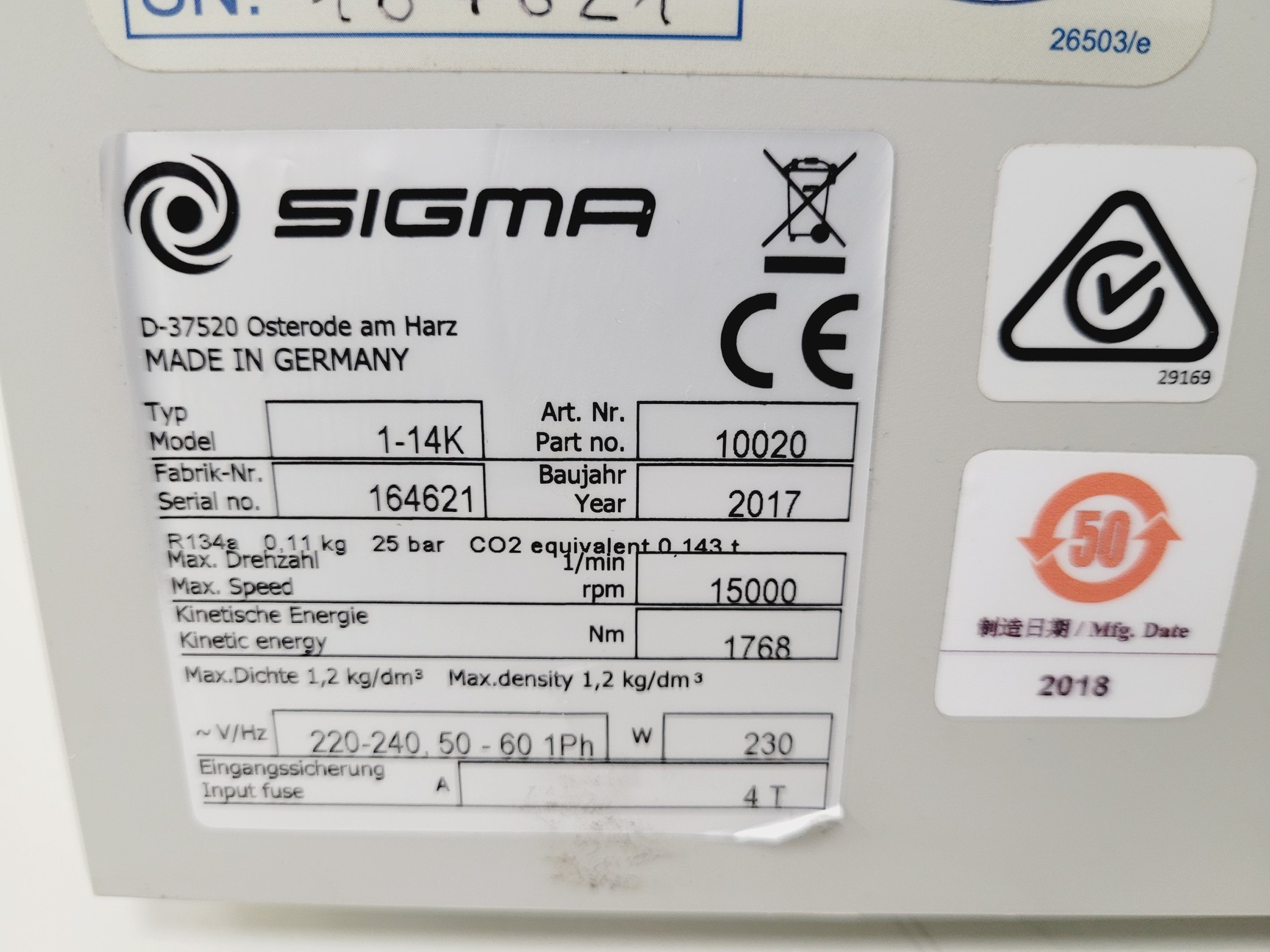 Image of Sigma 1-14K Micro-Centrifuge Lab Spares/Repairs