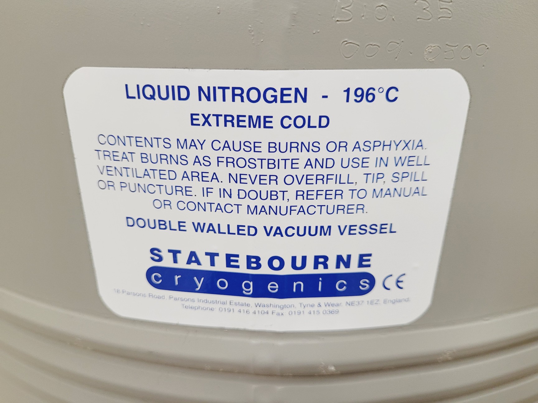 Image of Statebourne Bio 35 Liquid Nitrogen Dewar & Trolley Lab