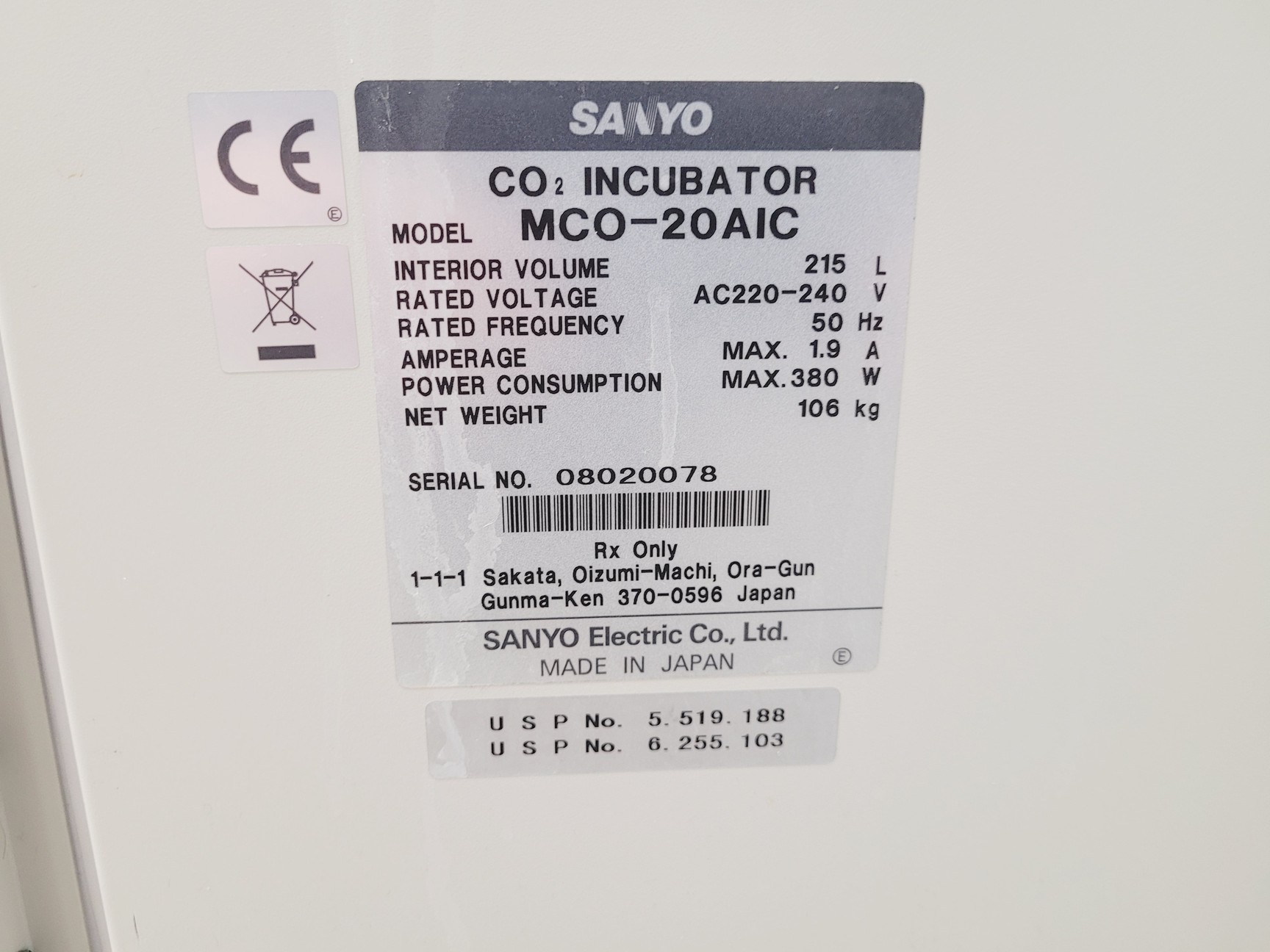 Image of Double Stack Sanyo CO2 Incubator Model-MCO 20AIC Lab