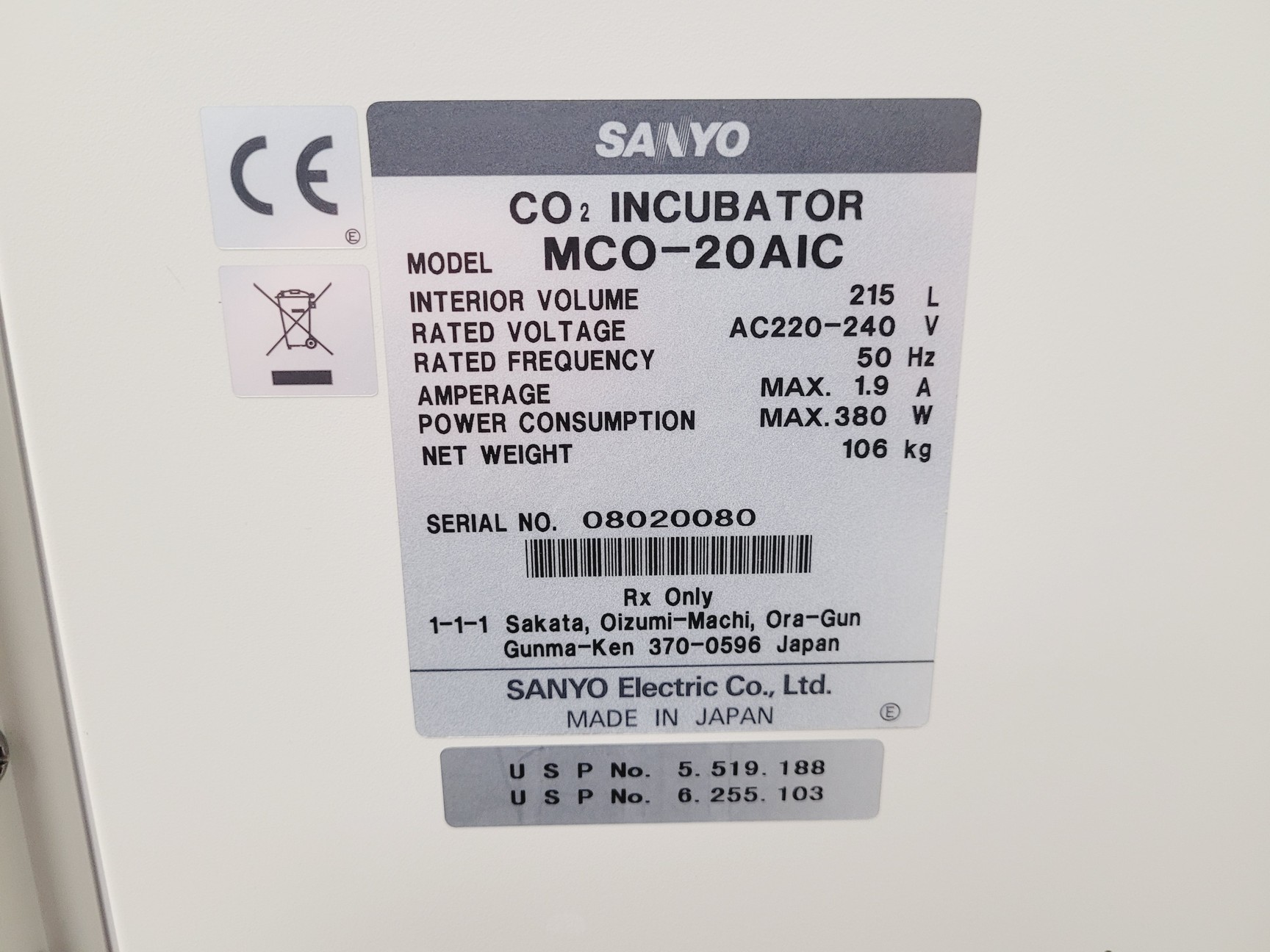 Image of Double Stack Sanyo CO2 Incubator Model-MCO 20AIC Lab