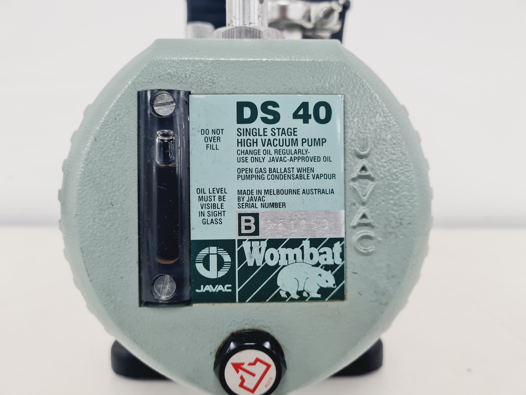 Image of JAVAC DS40 Single Stage High Vacuum Pump, Motor Type 63 2M 33 